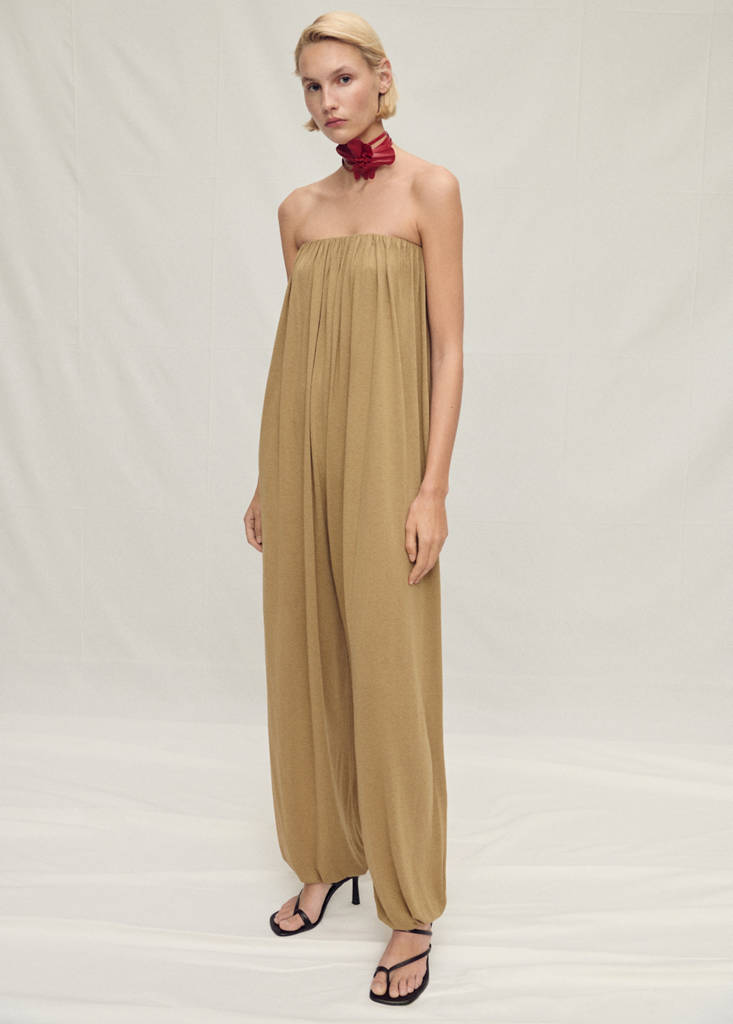 MANGO - Combinaison bustier bas bouffant beige - S