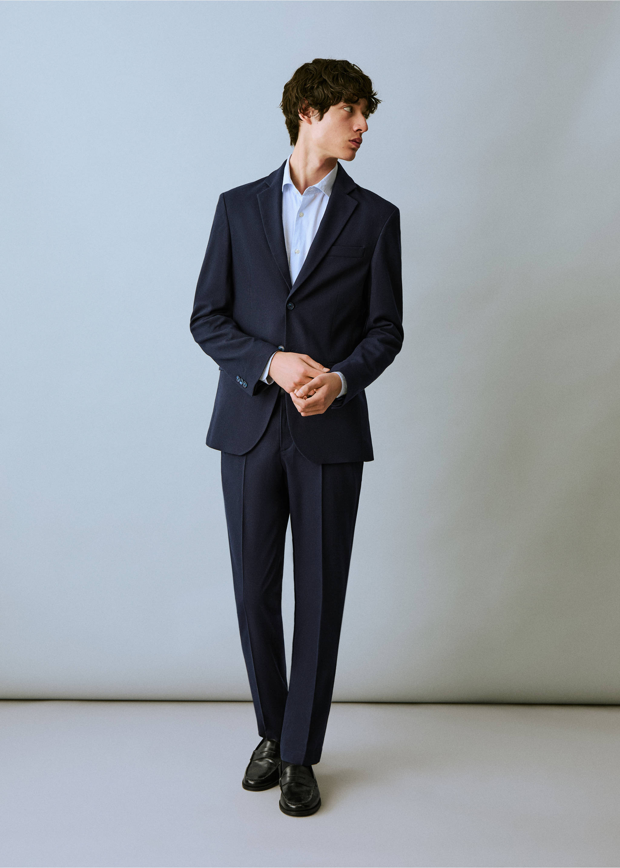 Americana slim fit piqué - Plano general, Azul marino. Ref: 87068259-00.