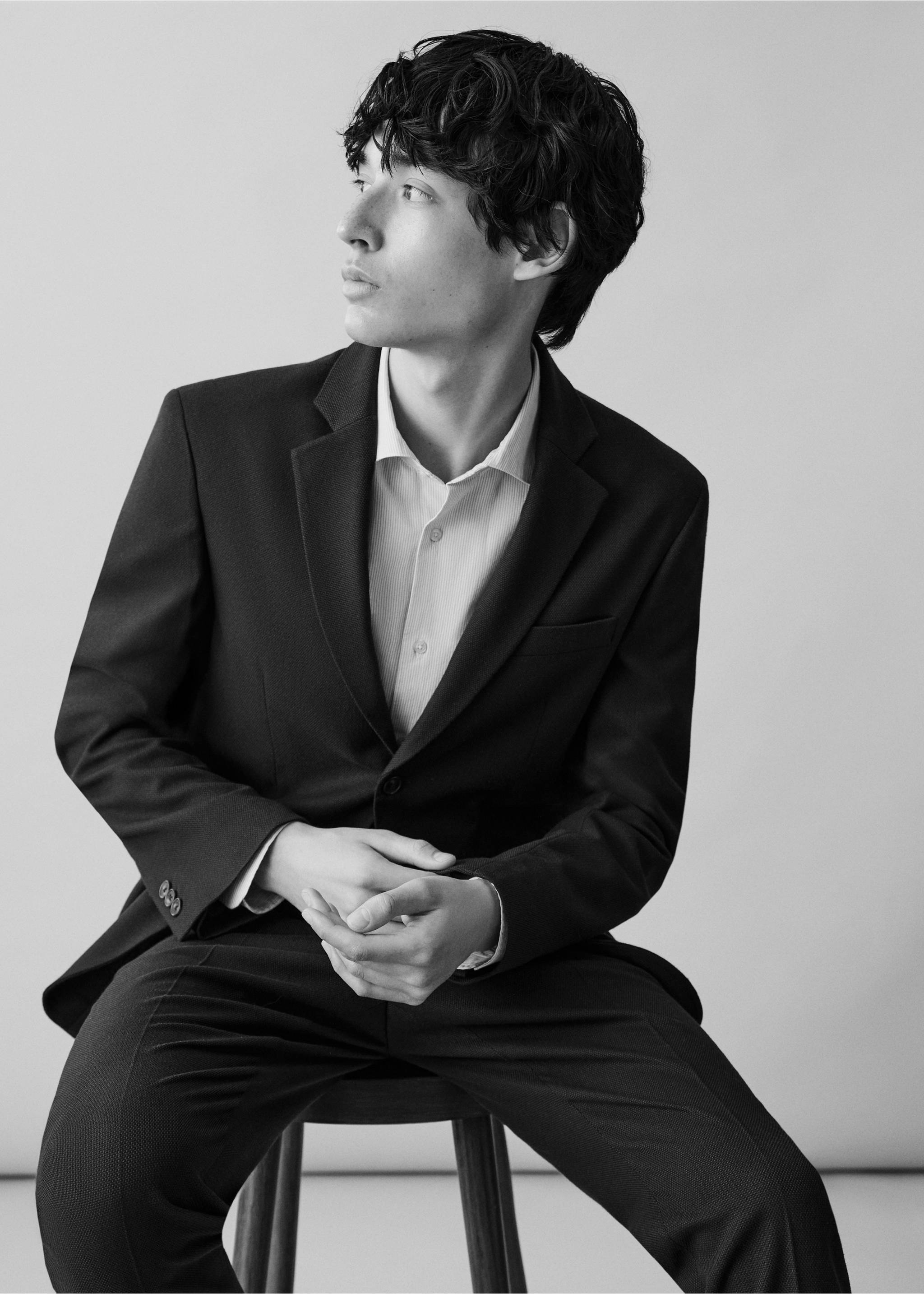 Americana slim fit piqué - Detalle del artículo 4, Azul marino. Ref: 87068259-00.