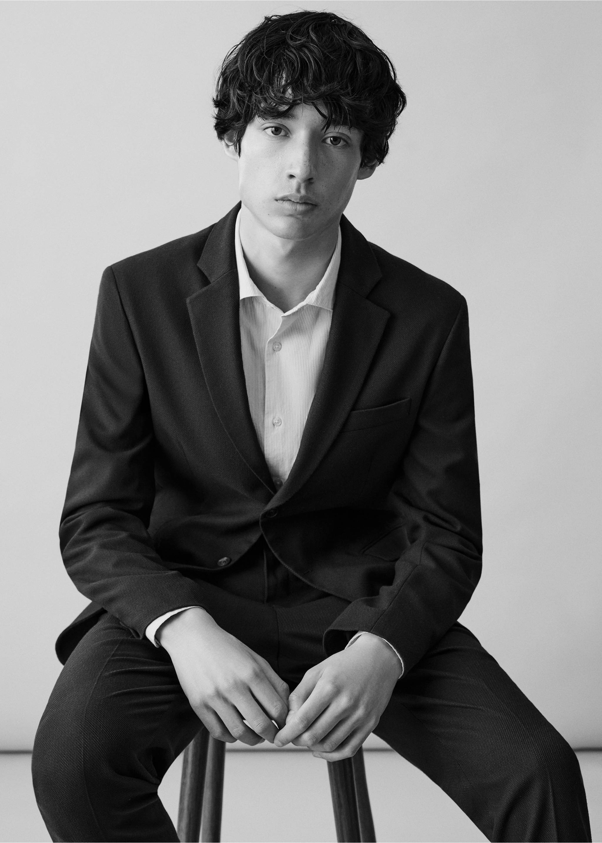 Americana slim fit piqué - Detalle del artículo 7, Azul marino. Ref: 87068259-00.