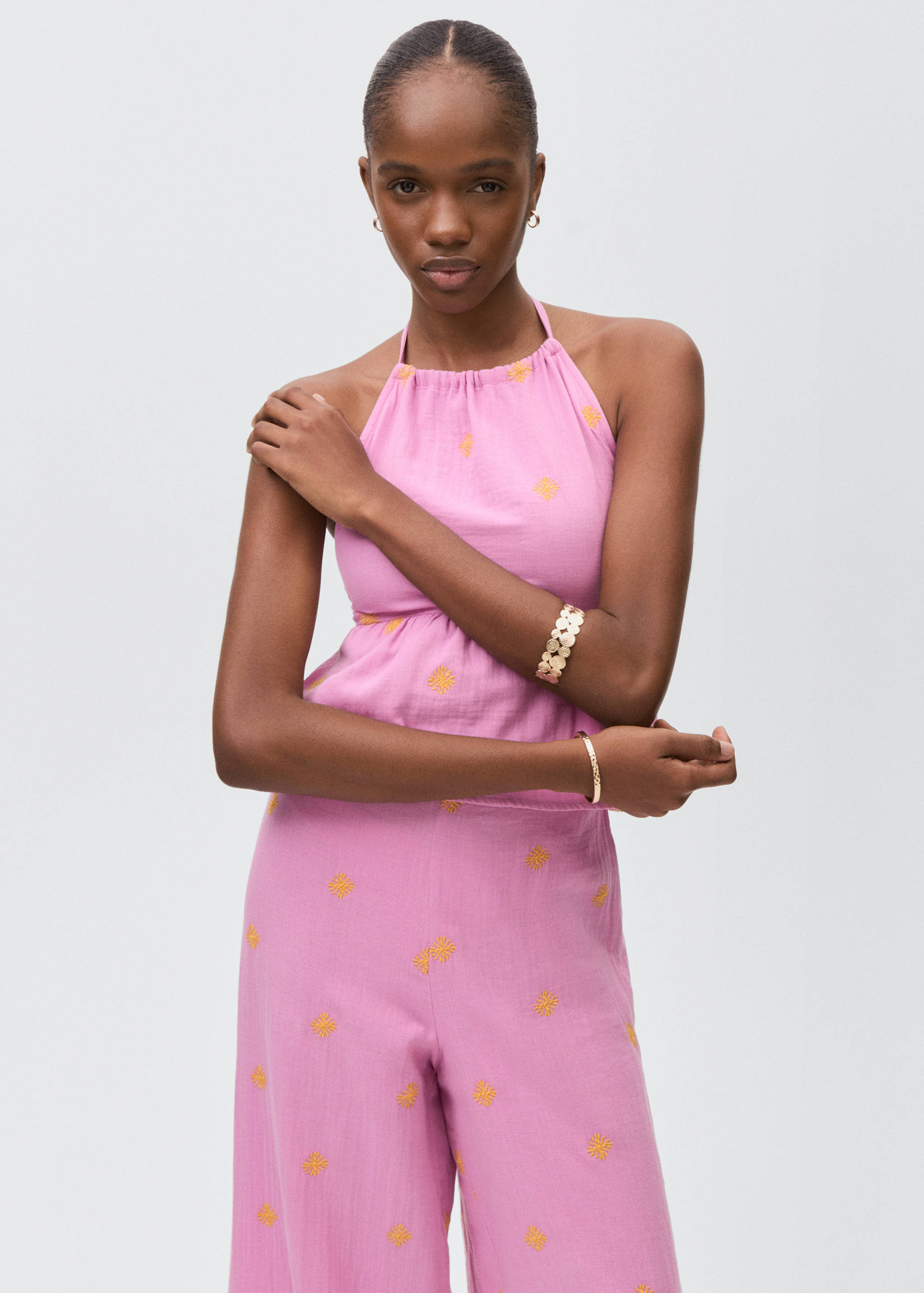 Calças culotte bordadas - Plano médio