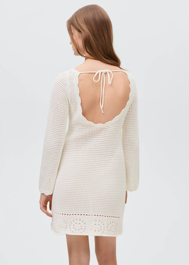 Vestido punto calado — Off White