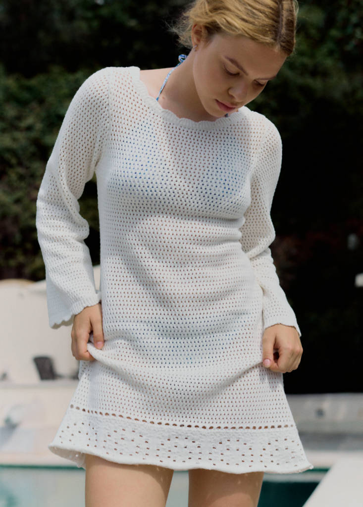 Vestido punto calado — Off White