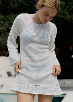 Vestido punto calado — Off White 1