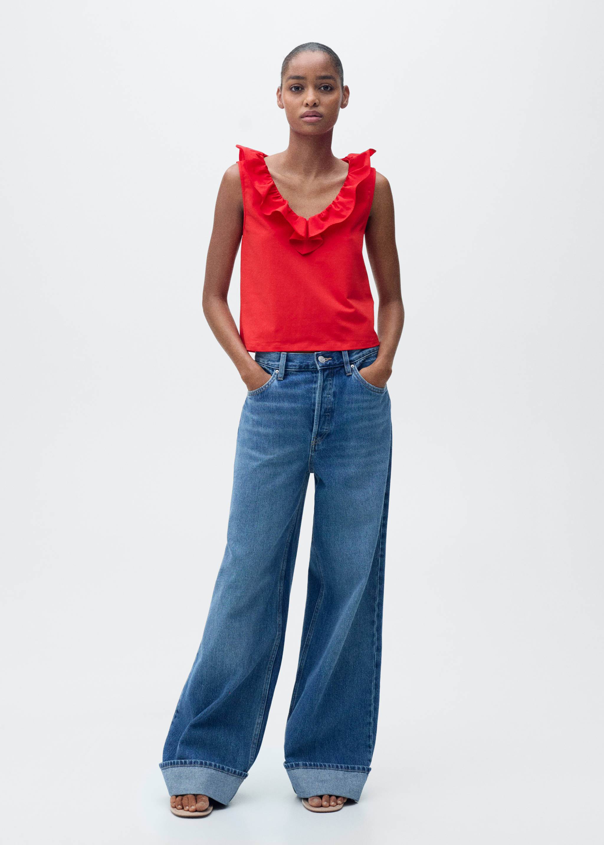 Cotton top with ruffles - General plane