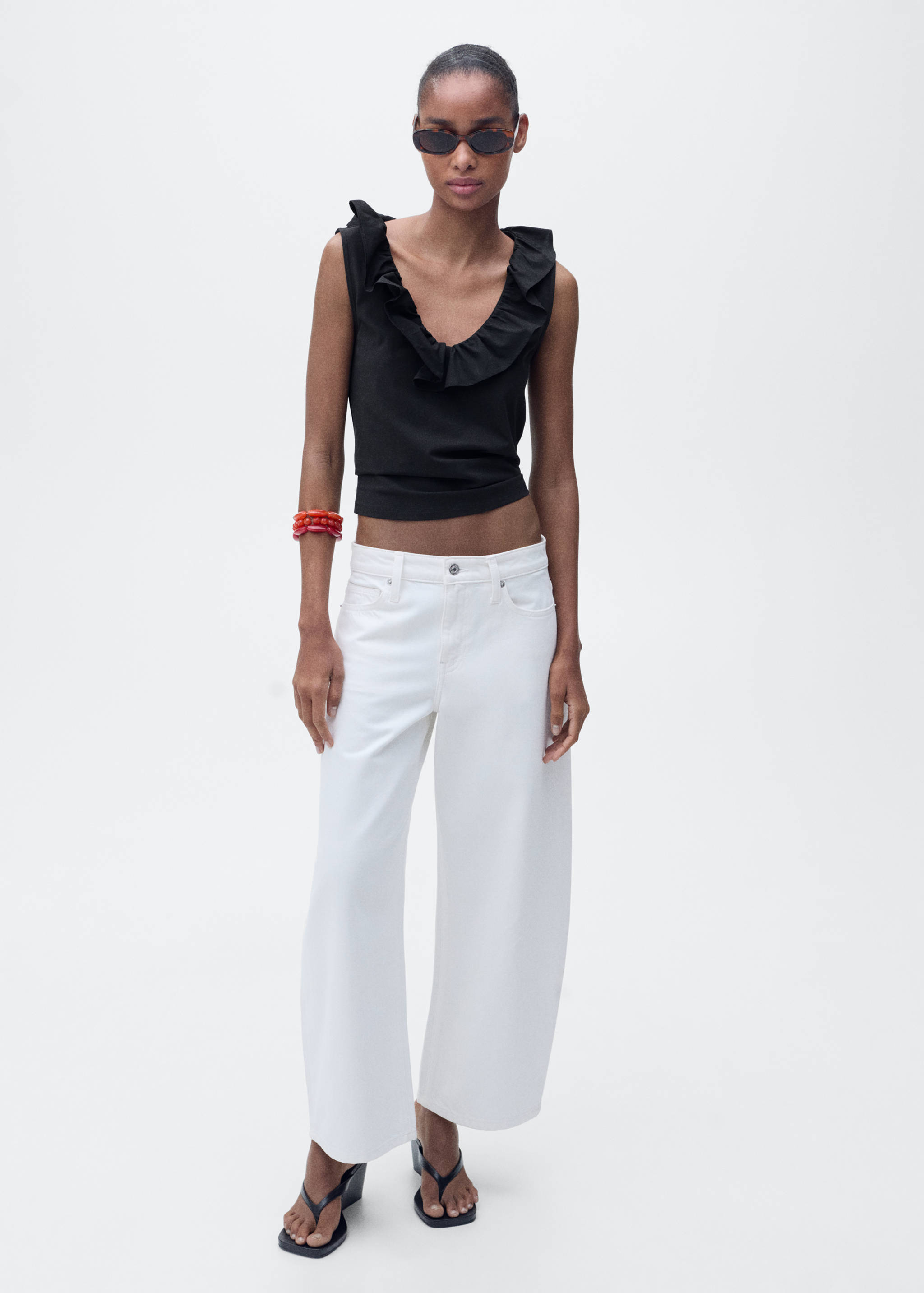 Cotton top with ruffles - General plane