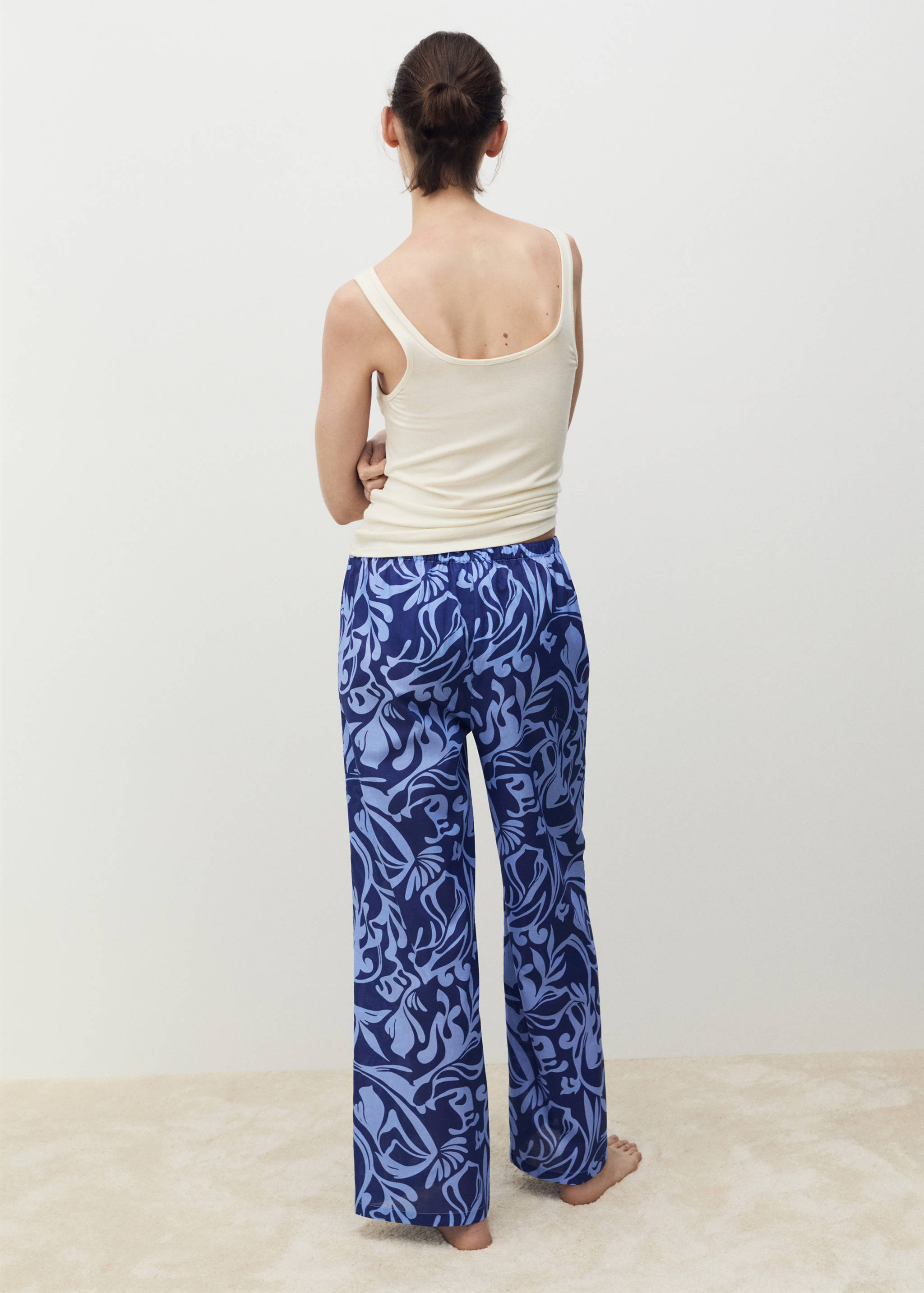 Cotton two-tone printed pants - Reverse of the article