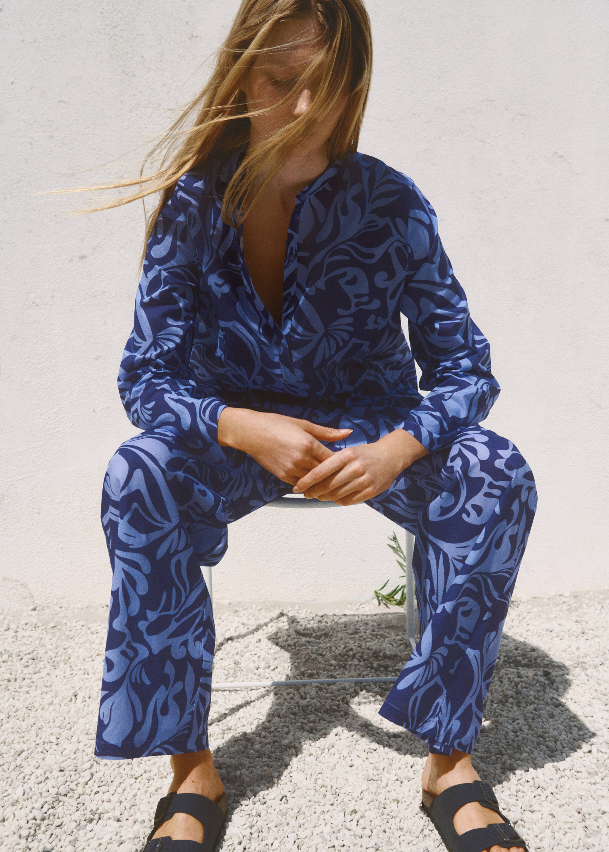 Cotton two-tone printed pants - Details of the article 7