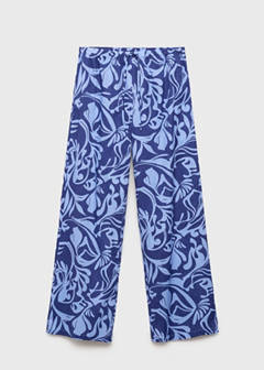 Cotton two-tone printed trousers — Blue 7