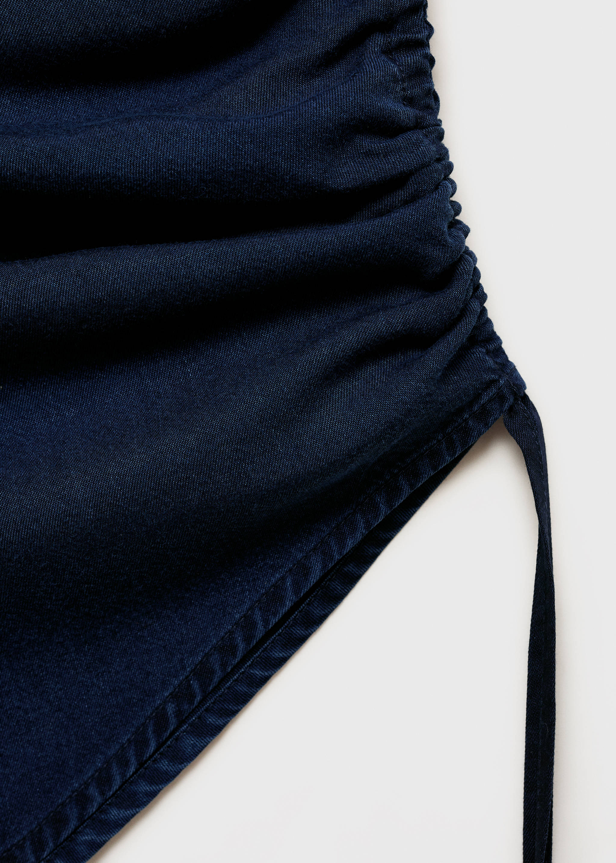 Denim-effect top with gathered side - Details of the article 0