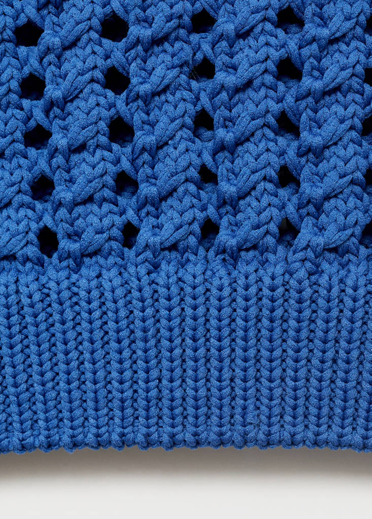 Short-sleeved crochet sweater — Blue