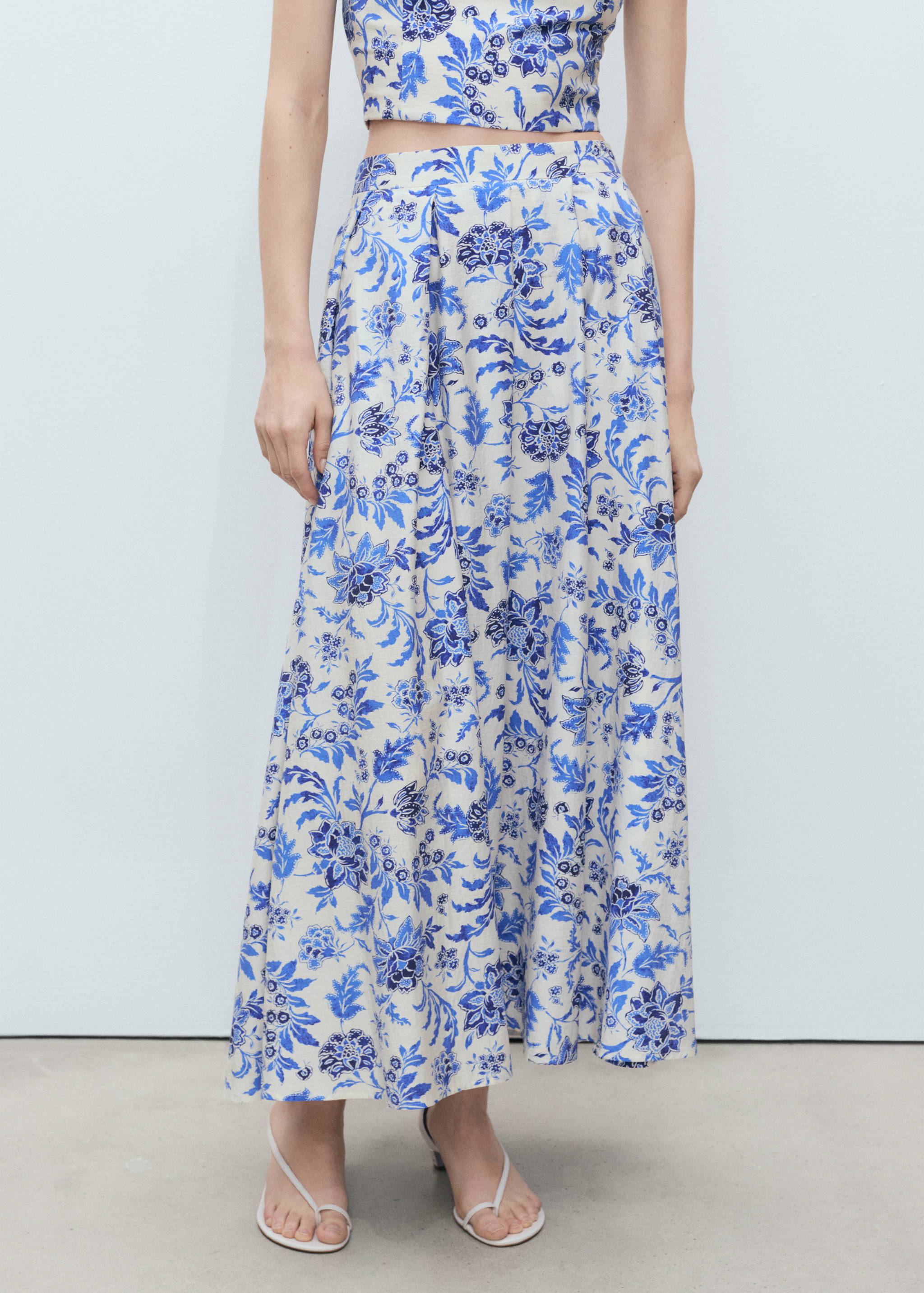 Long floral flared skirt - Medium plane