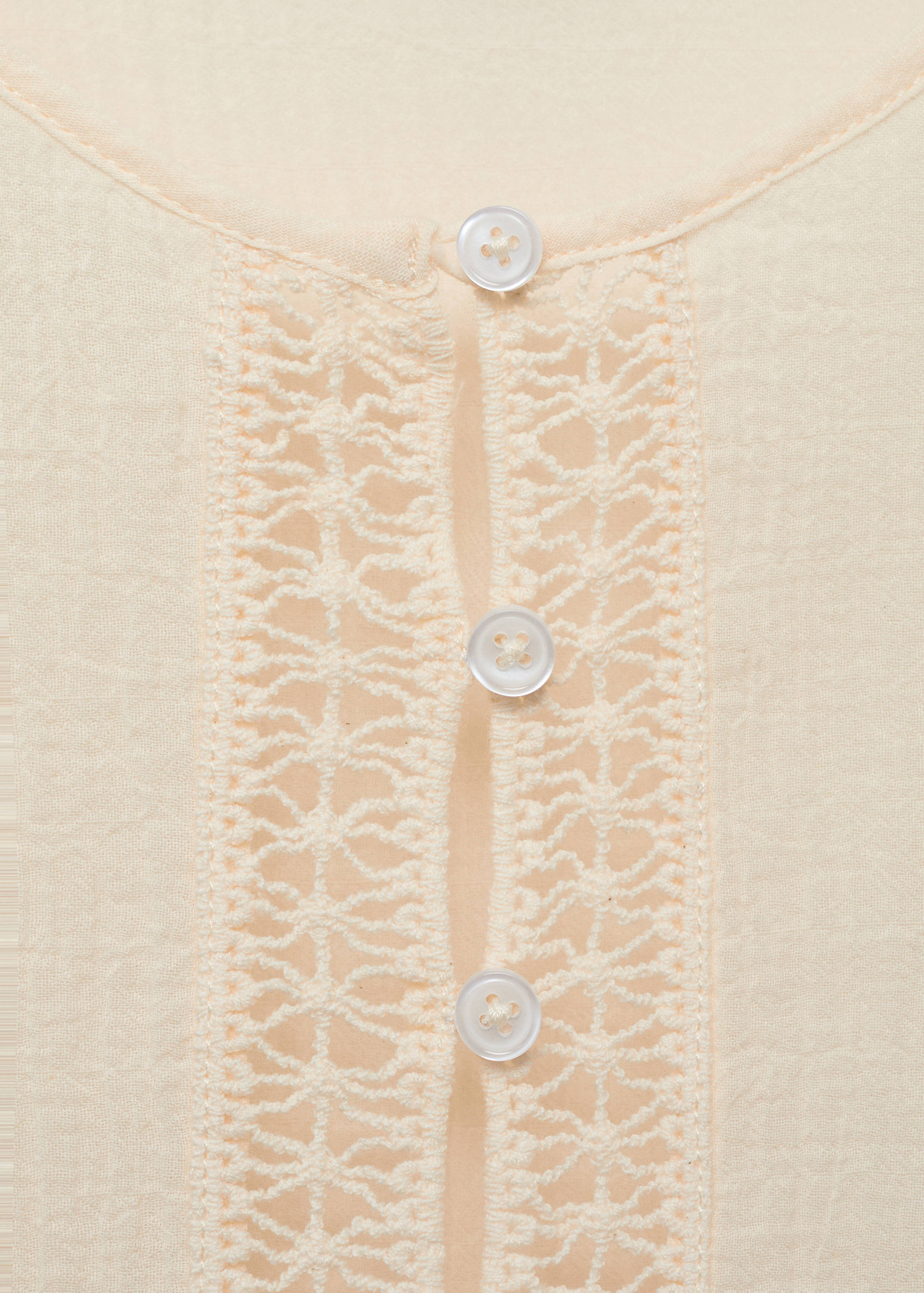 Embroidered cotton blouse with openwork details - Details of the article 8