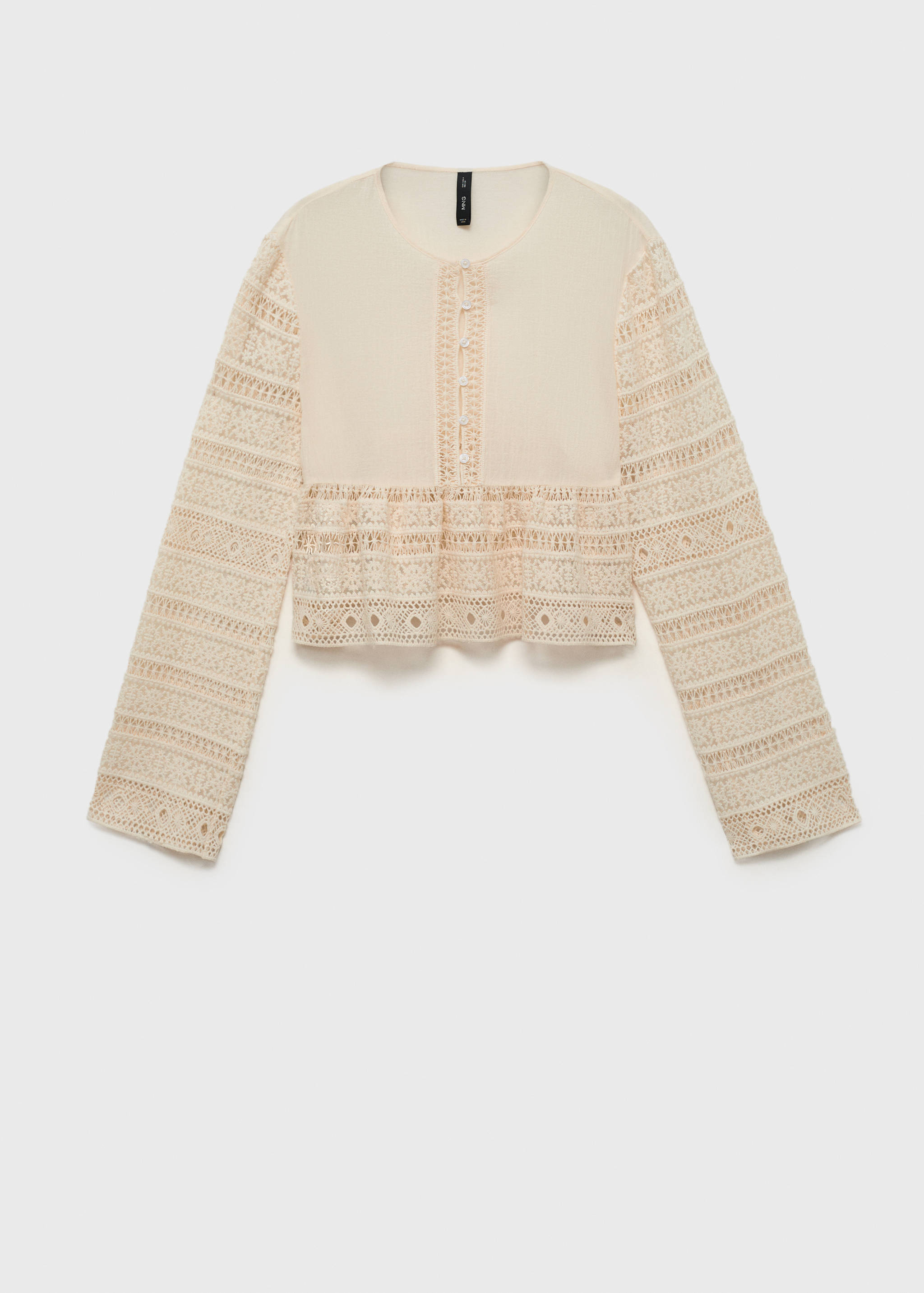 Embroidered cotton blouse with lace details - Article without model