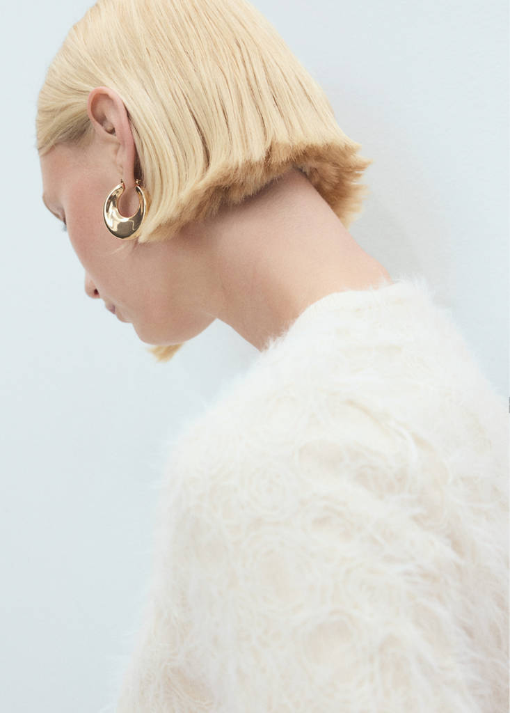 Knitted cropped cardigan — Beige