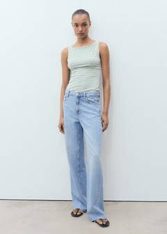 Striped boat-neck top — Green 2