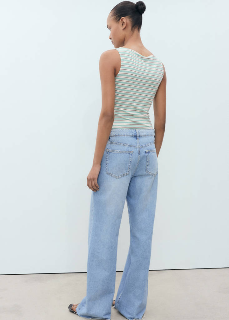 Striped boat-neck top — Green