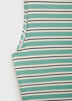 Striped boat-neck top — Green 6