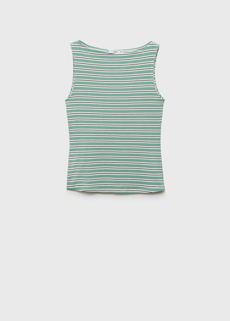 Striped boat-neck top — Green