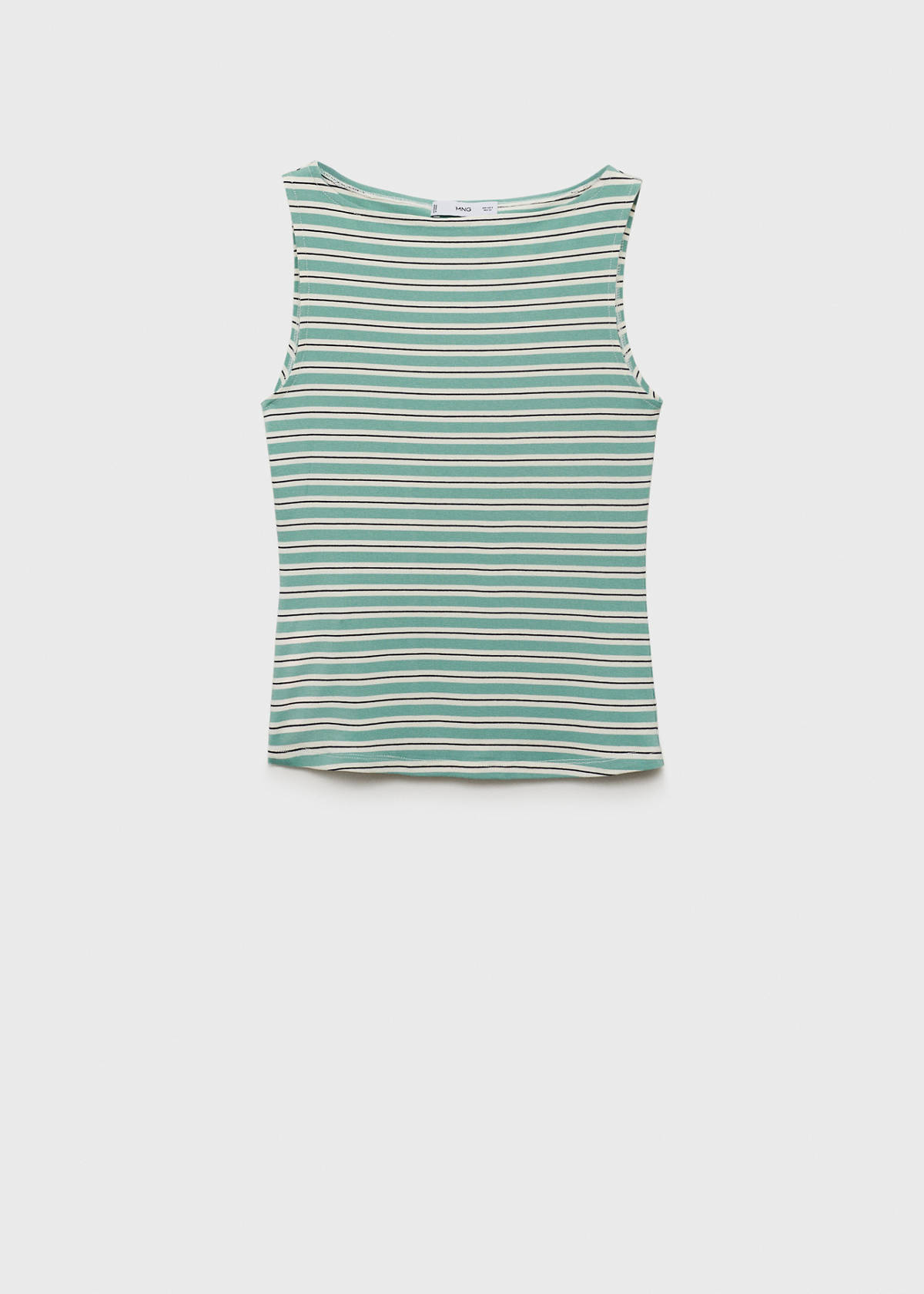 Striped boat-neck top — Green