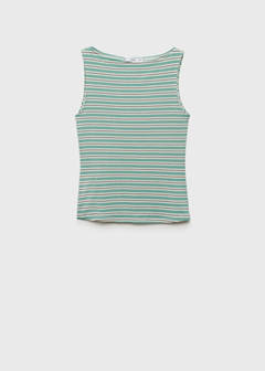 Striped boat-neck top — Green 5
