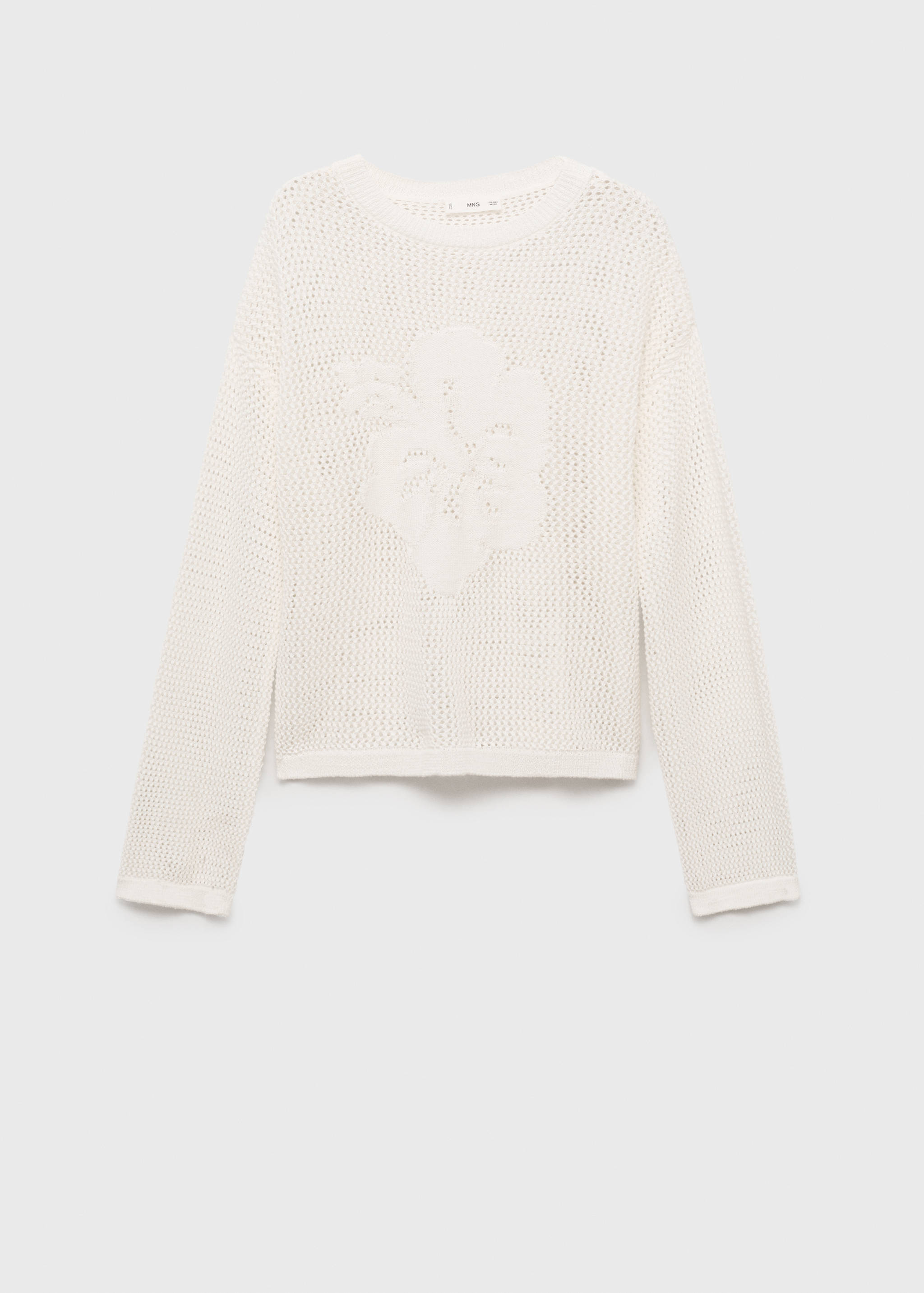 Openwork knitted sweater with flower detail - Article without model