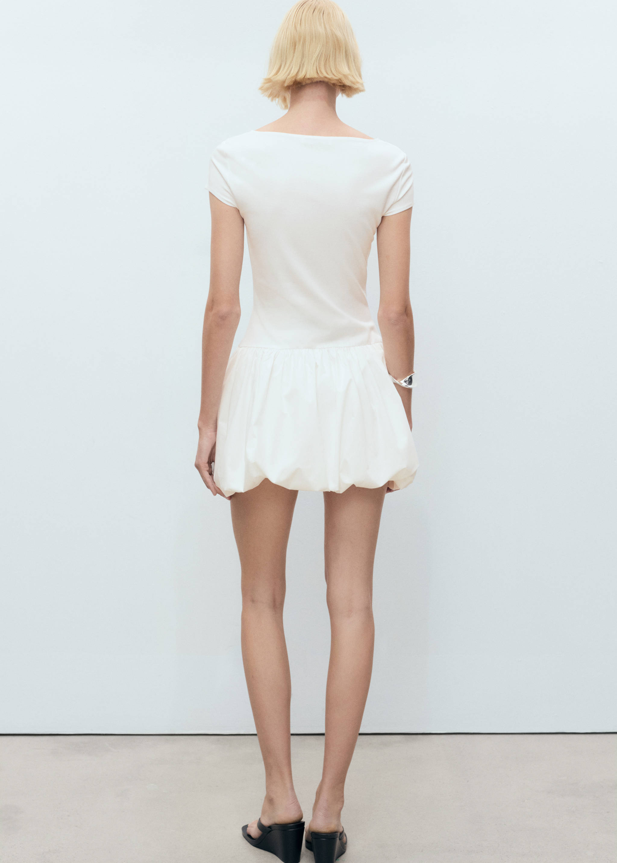 Vestido combinado bajo abullonado - Reverso del artículo