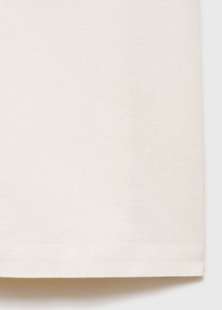 Linen shirt with bowling collar and pocket — Ivory White