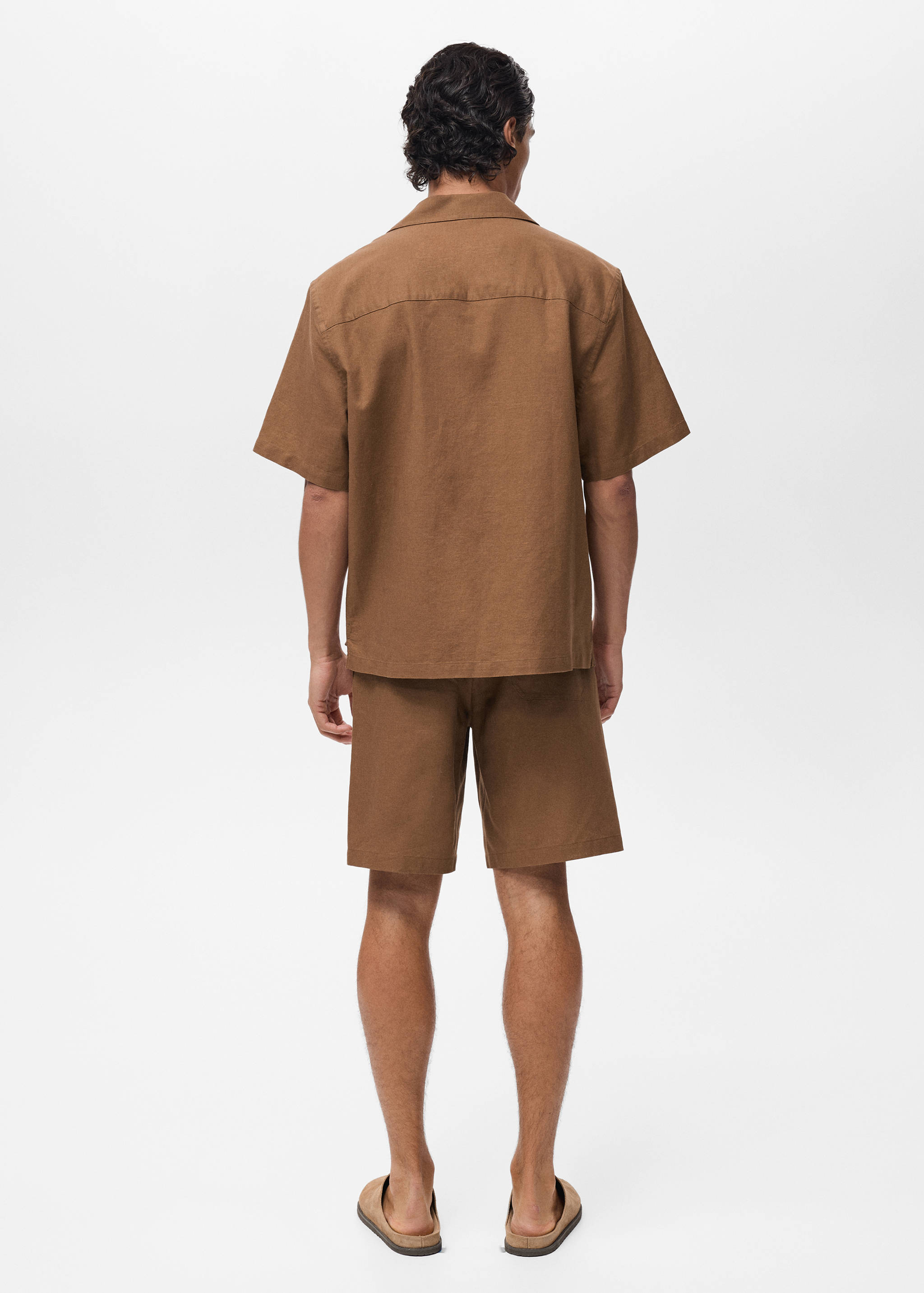 Camicia lino collo bowling tasche - Retro dell'articolo