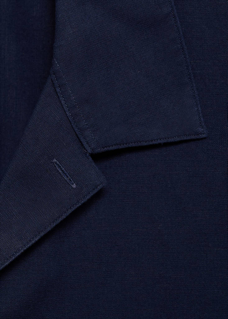 Linen shirt with bowling collar and pocket — Ink Blue