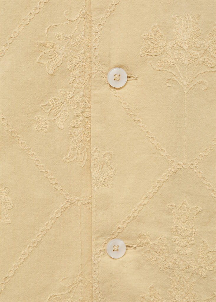 Shirt with embroidered bowling collar — Vanilla