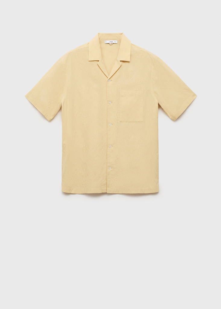 Shirt with embroidered bowling collar — Vanilla