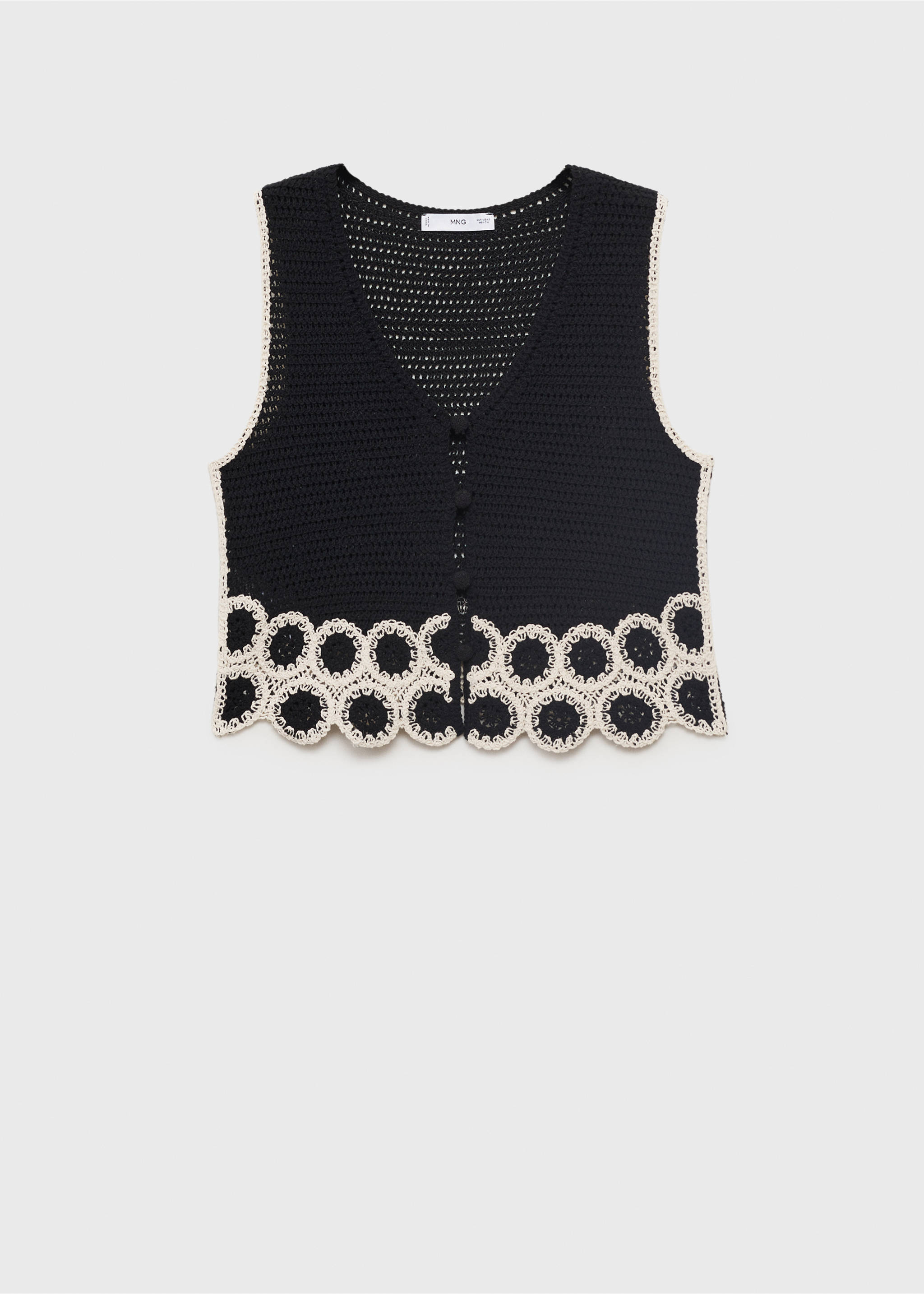 Circular-print crochet waistcoat - Article without model, Black. Ref: 87069215-00.