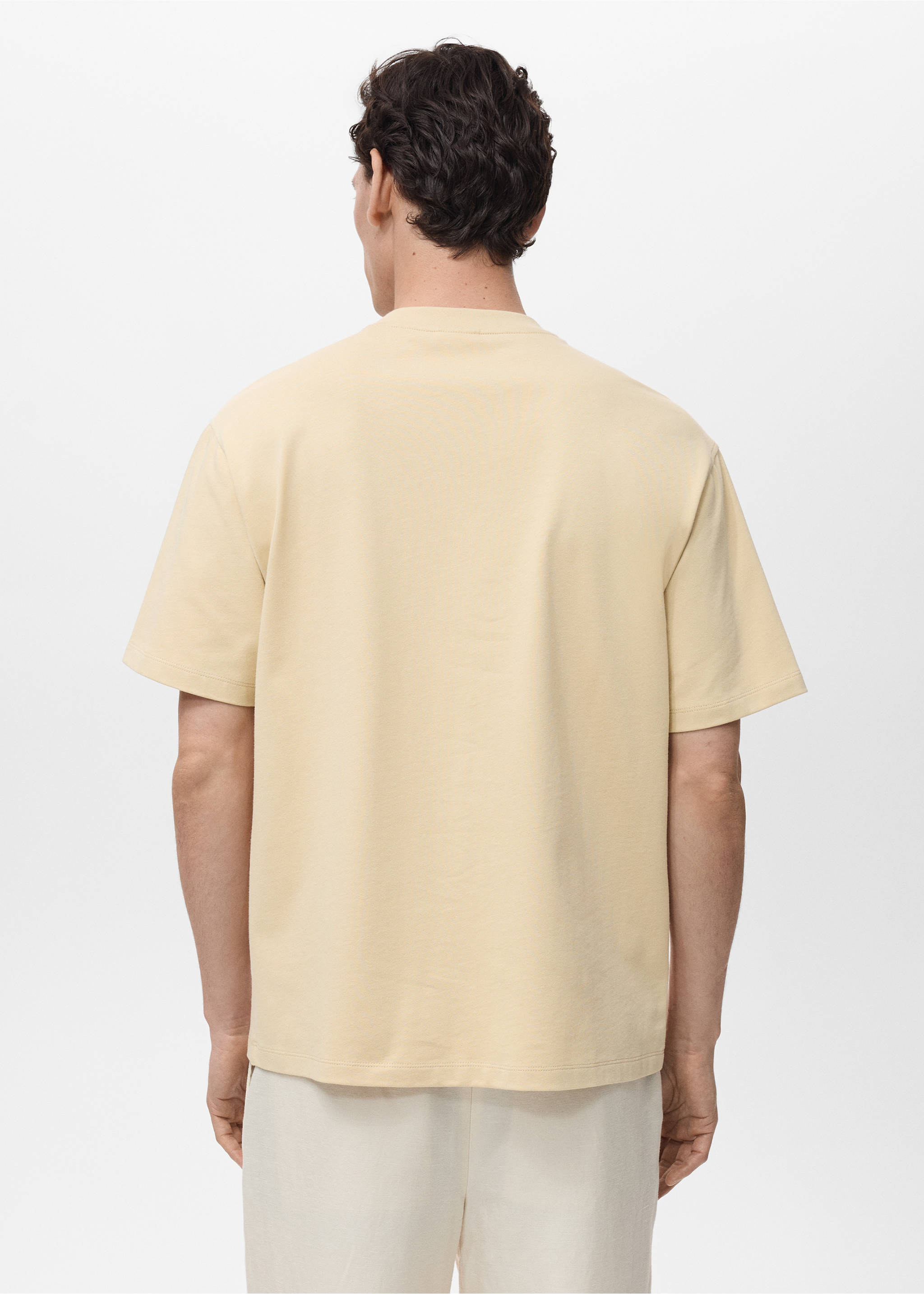 Katoenen relaxed-fit T-shirt - Achterkant van het artikel, Vanille. Ref: 87069218-00.