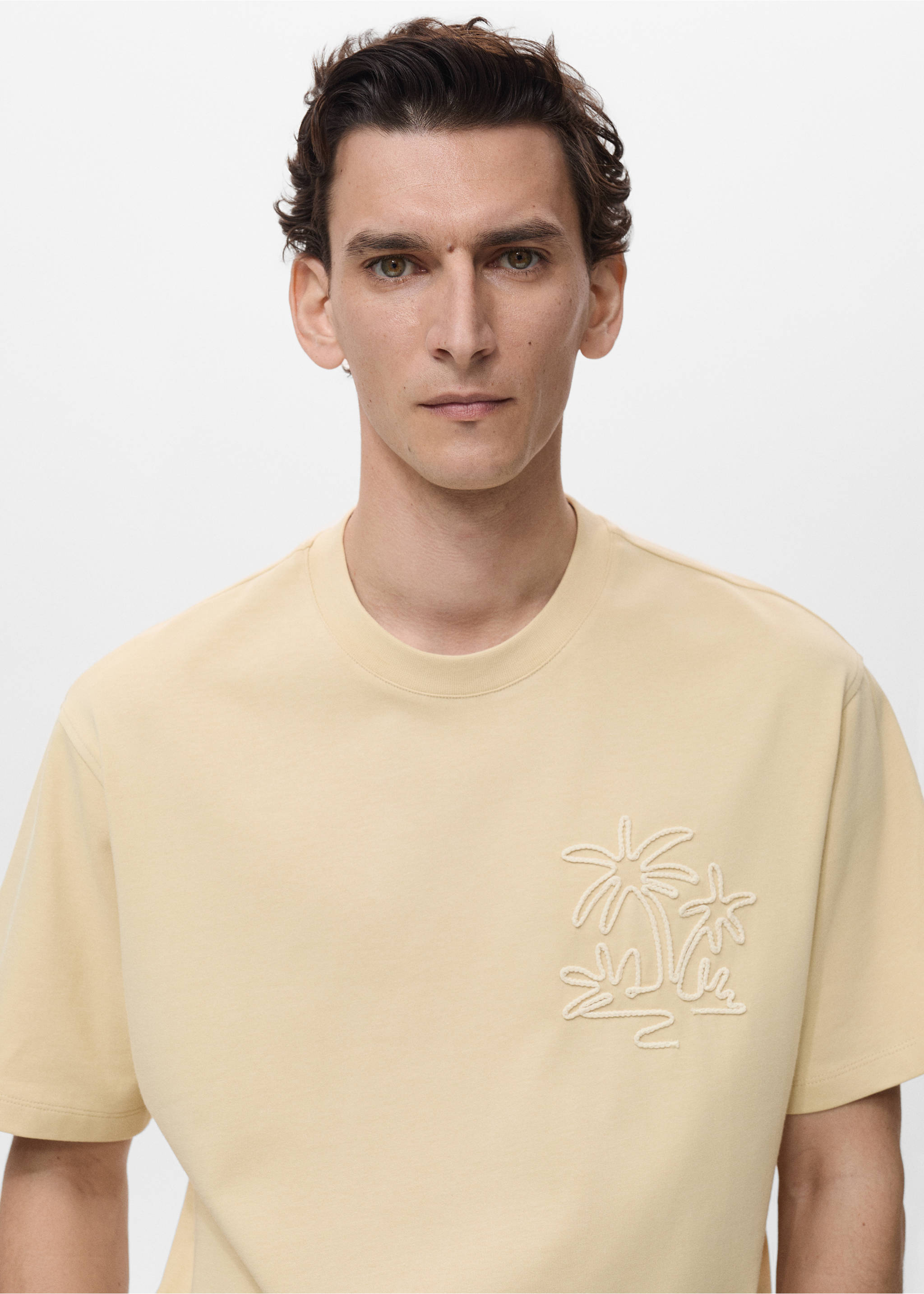 Katoenen relaxed-fit T-shirt - Detail van het artikel 1, Vanille. Ref: 87069218-00.
