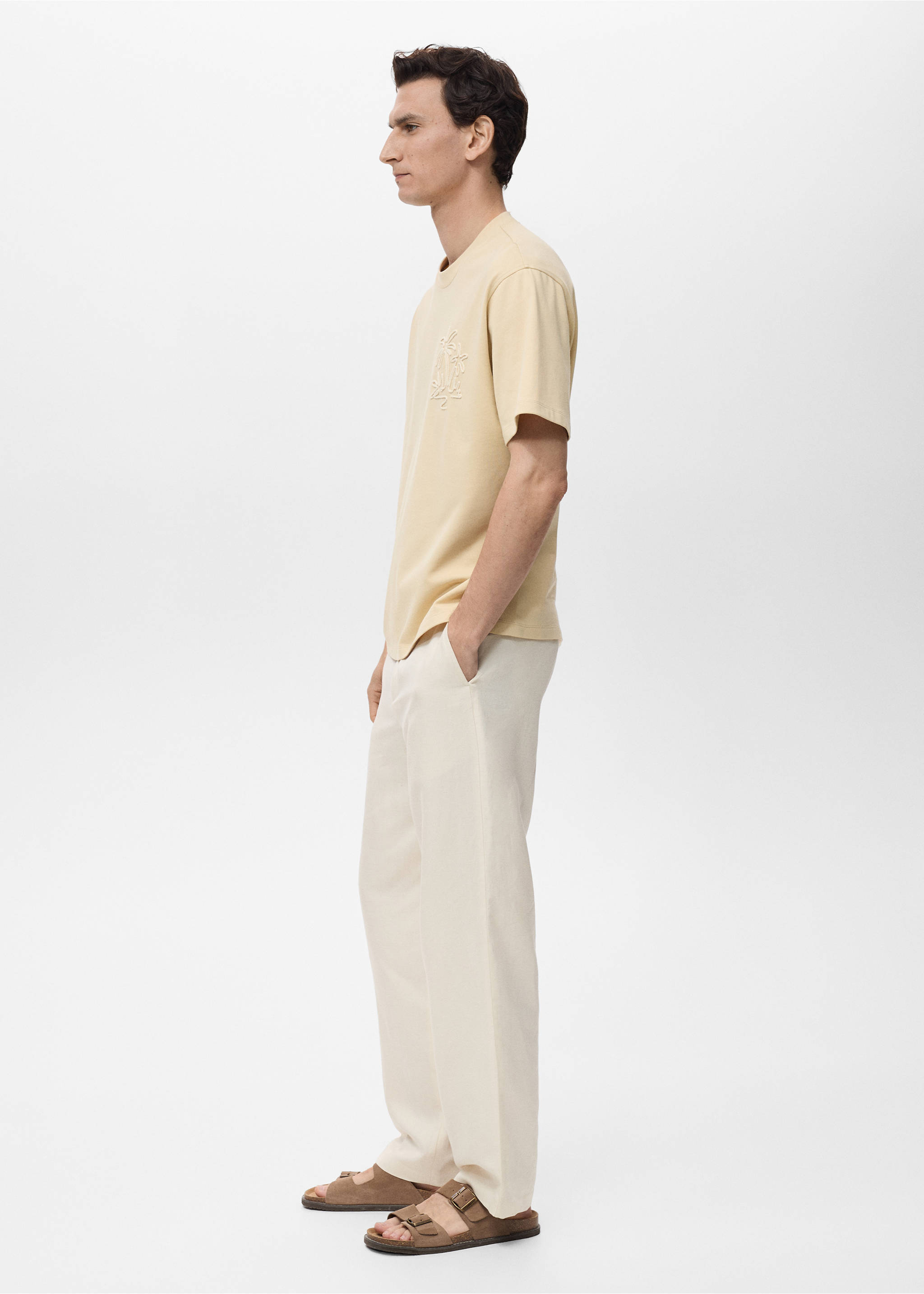 Katoenen relaxed-fit T-shirt - Detail van het artikel 2, Vanille. Ref: 87069218-00.