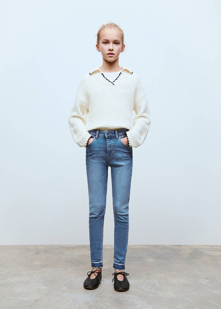 MANGO KIDS - Jean skinny revers effilochés bleu - 7 - Fille