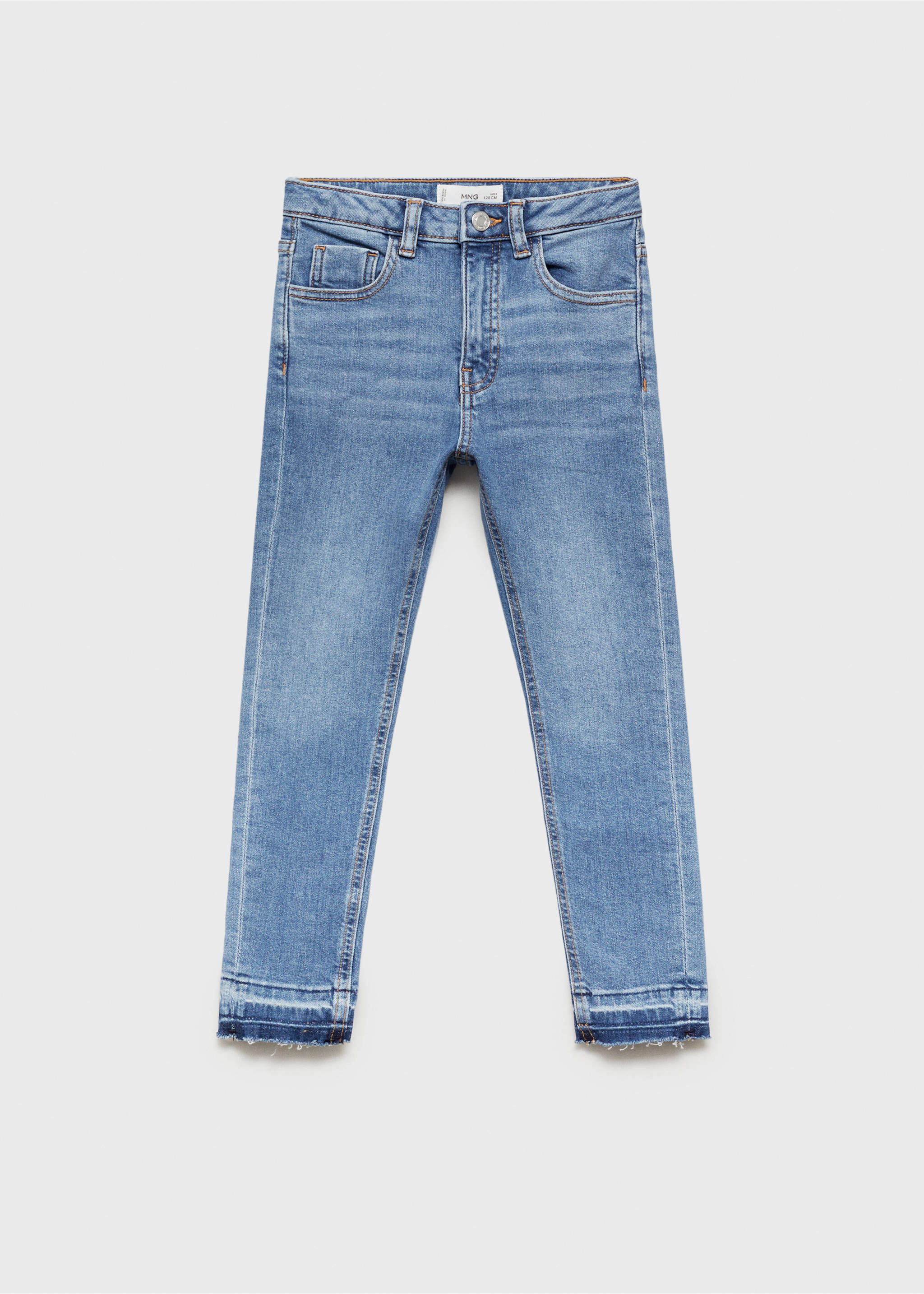 Jean skinny revers effilochés - Article sans modèle, Bleu. Ref: 87070419-00.