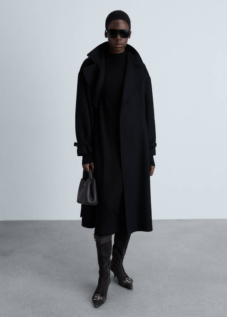 MANGO - Robe maille col montant noir - S