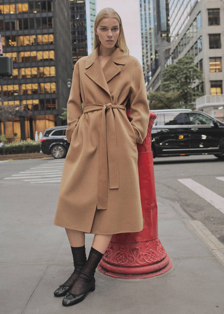 MANGO - Manteau fait main avec ceinture marron moyen - XL