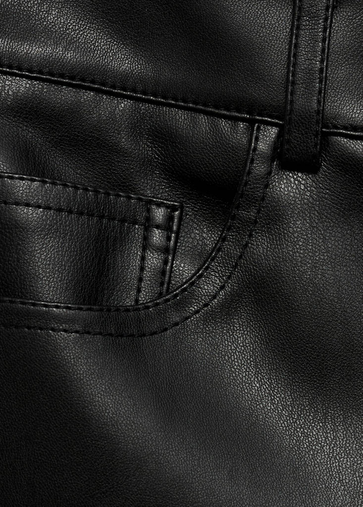 Straight-leg faux-leather trousers — Black
