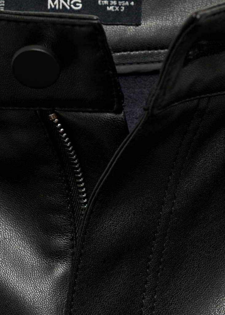 Straight-leg faux-leather trousers — Black