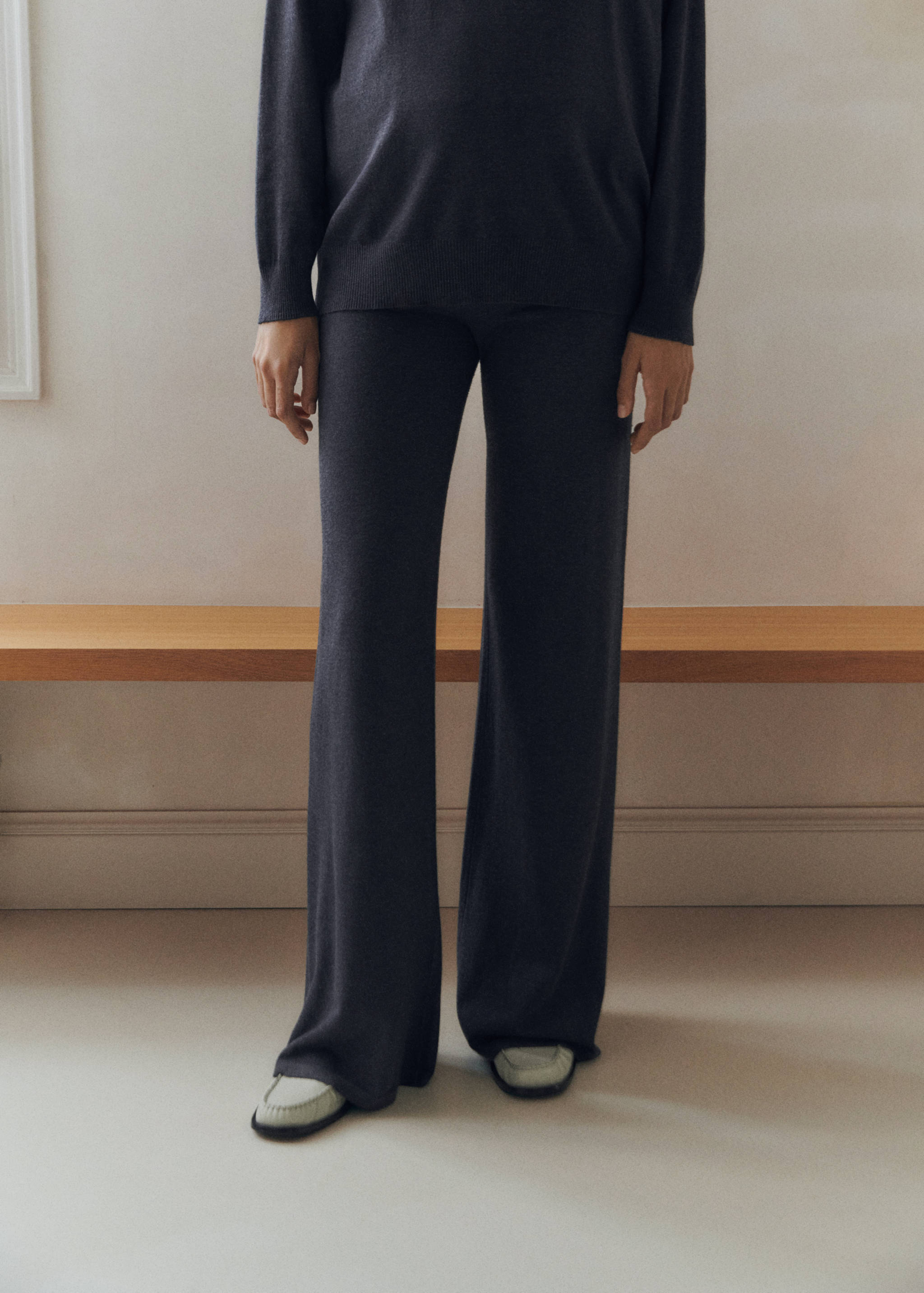 Wide leg knitted maternity trousers - Medium plane