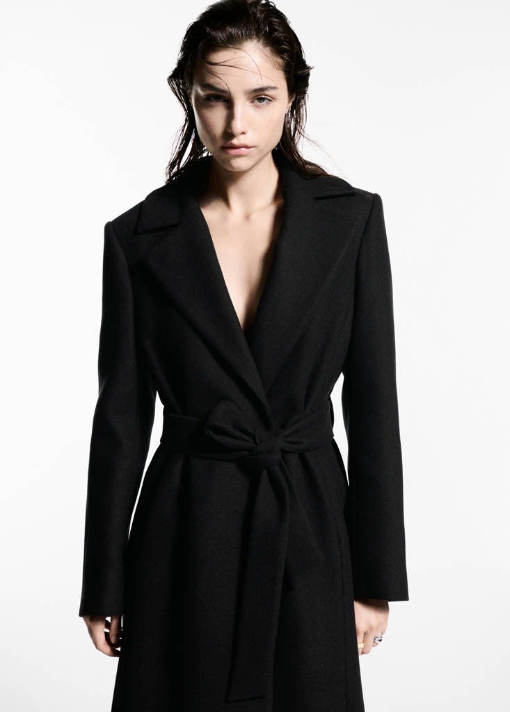 Manteco wool coat with detachable faux fur collar