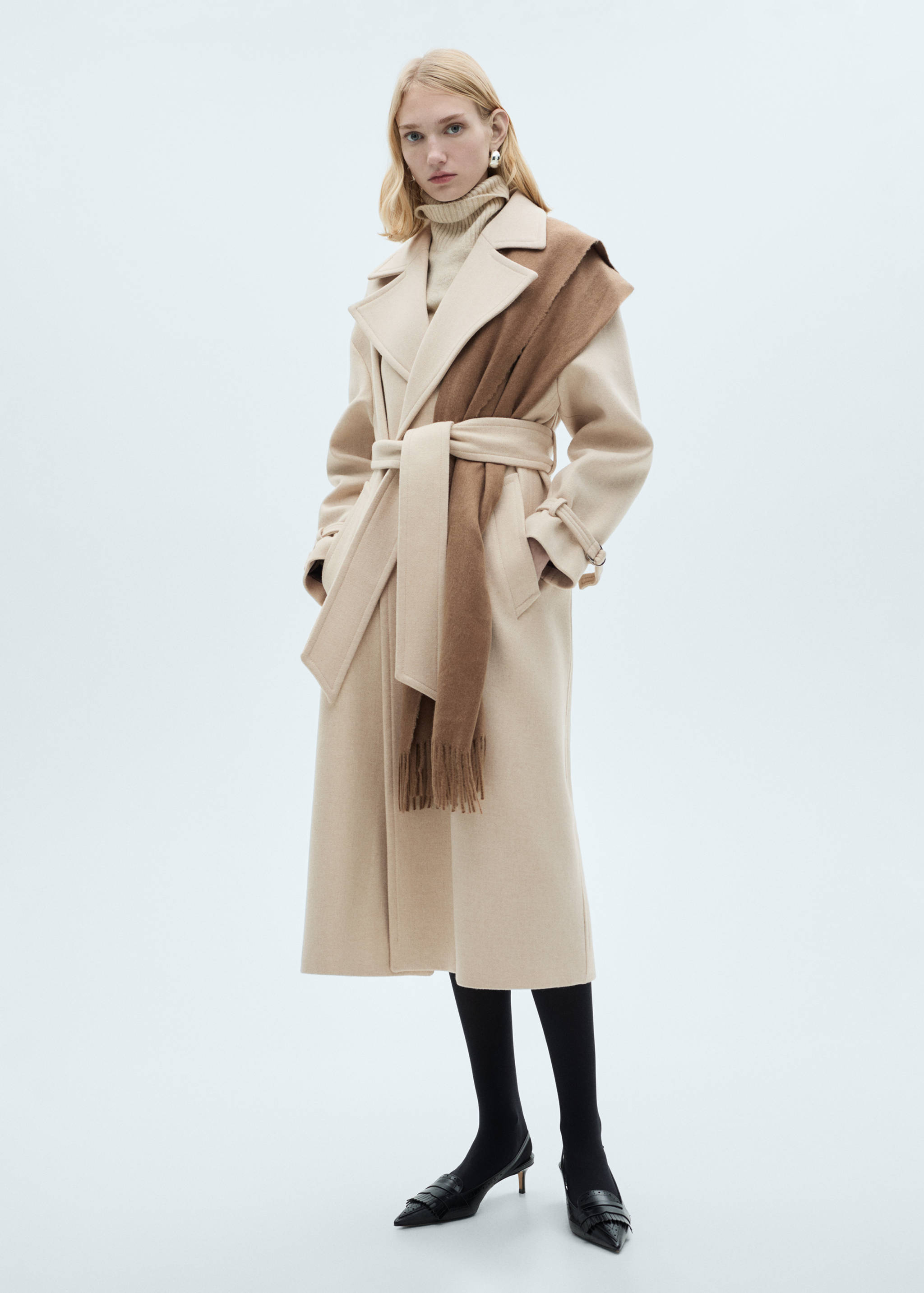 Manteco wool coat with oversized lapels - General plane