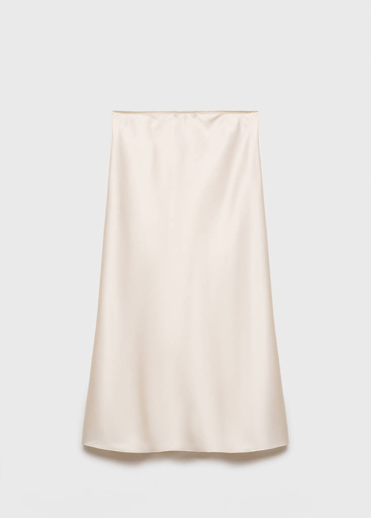 Midi satin skirt — Ecru