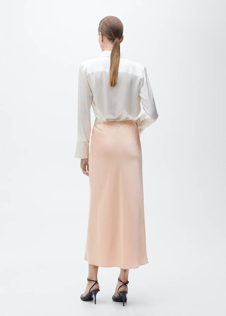 Midi satin skirt — Salmon