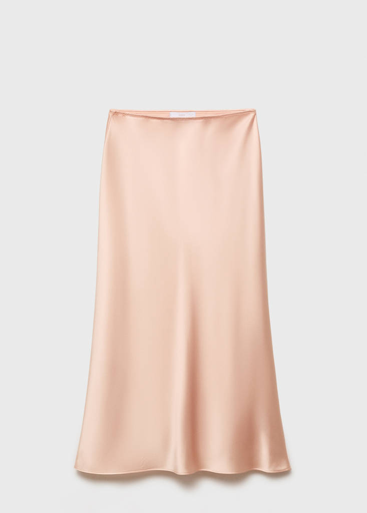 Midi satin skirt — Salmon