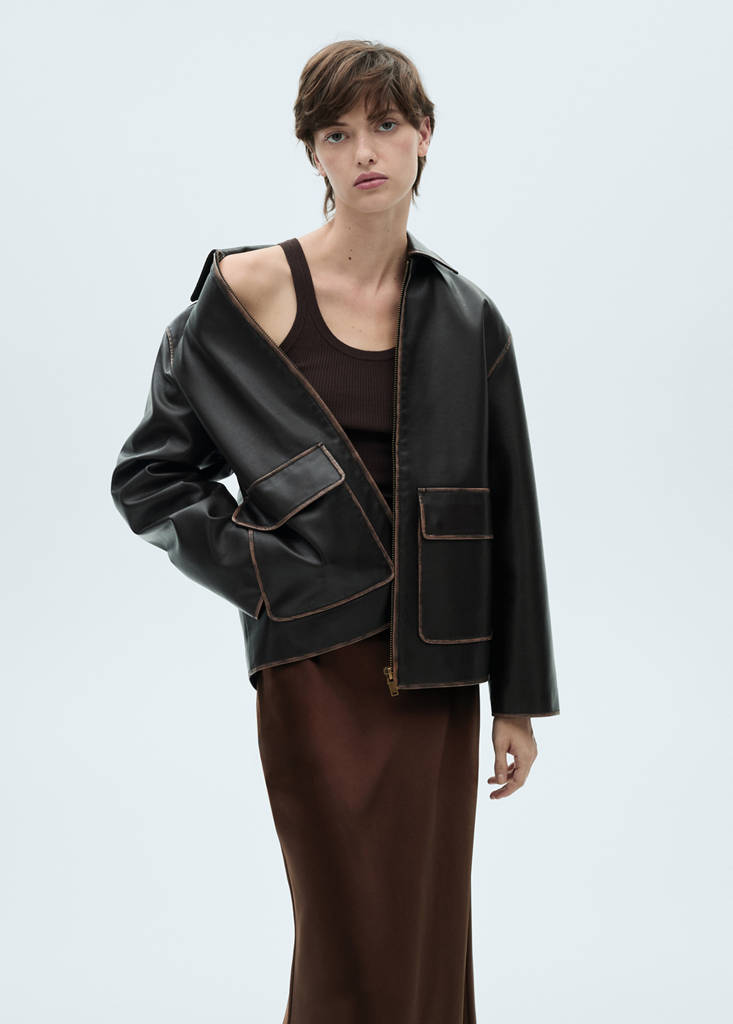 Midi satin skirt — Chocolate