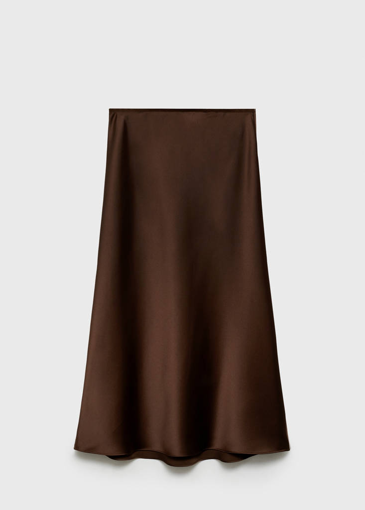 Midi satin skirt — Chocolate